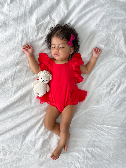 Red Flutter Tulle Romper