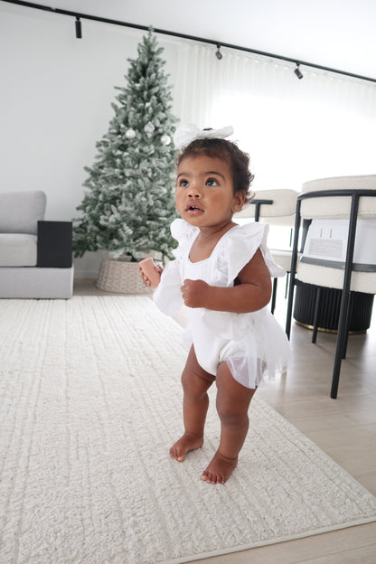 White Flutter Tulle Romper