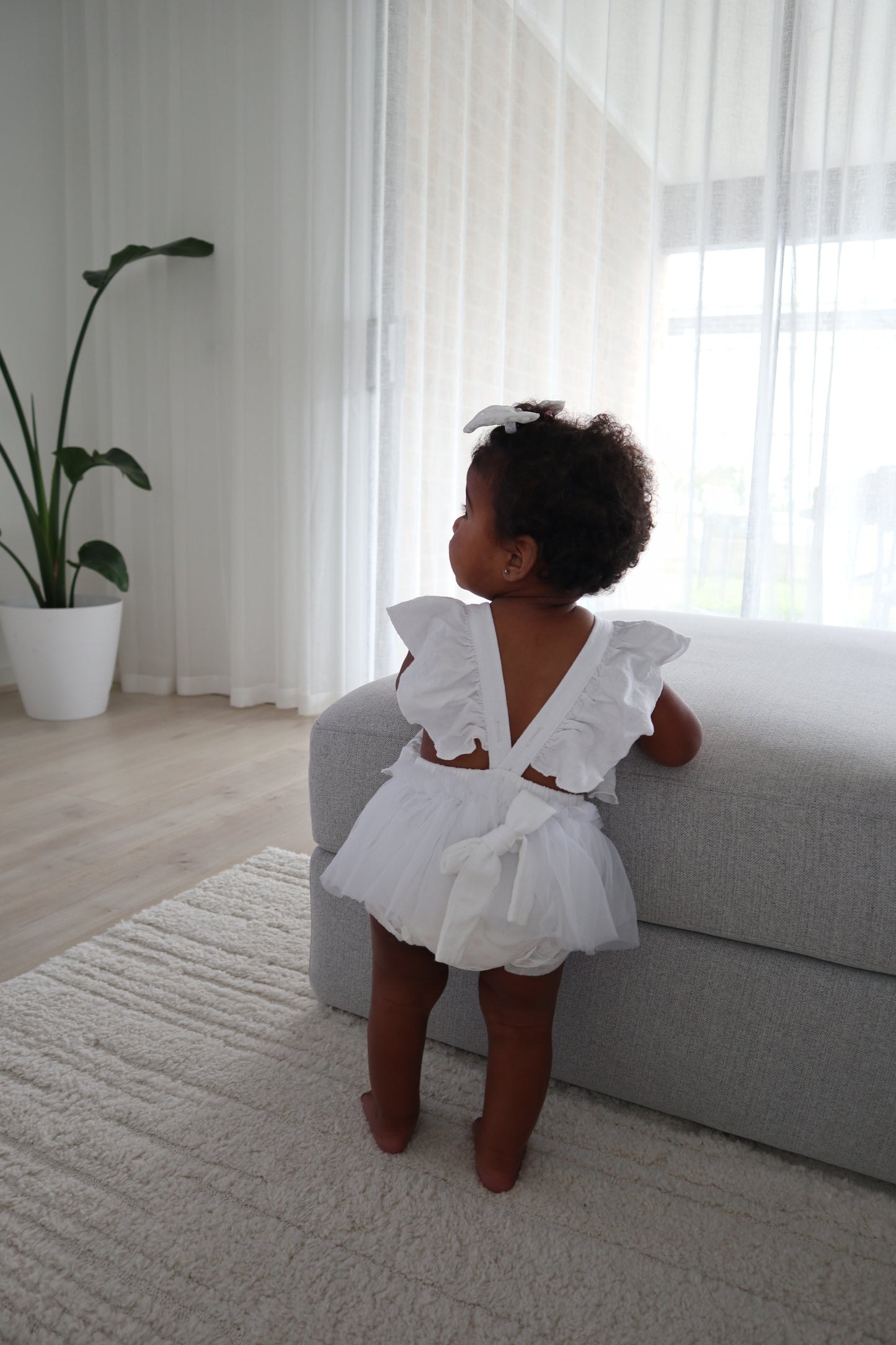 White Flutter Tulle Romper