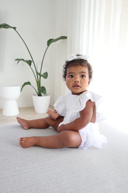 White Flutter Tulle Romper