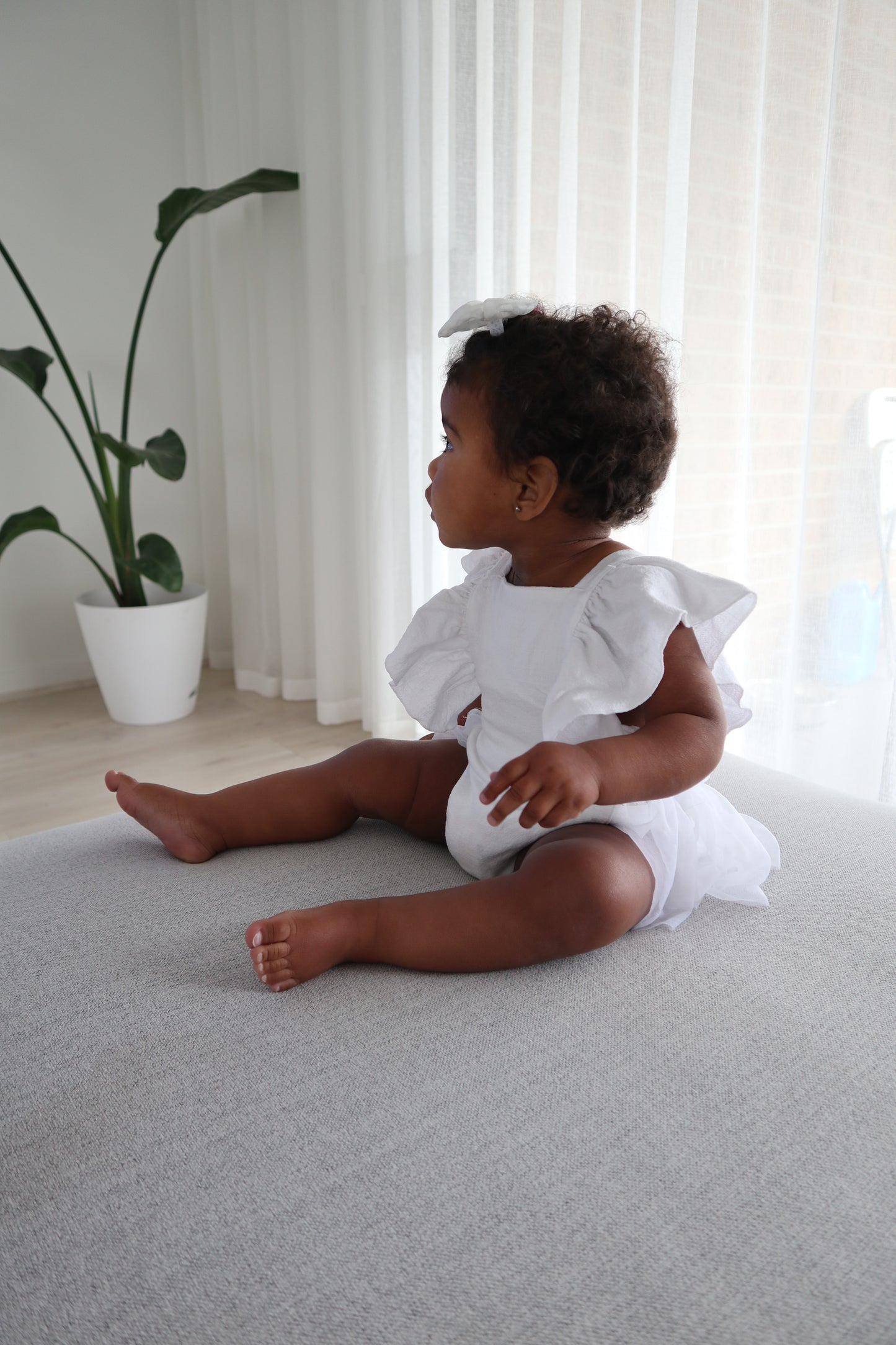 White Flutter Tulle Romper