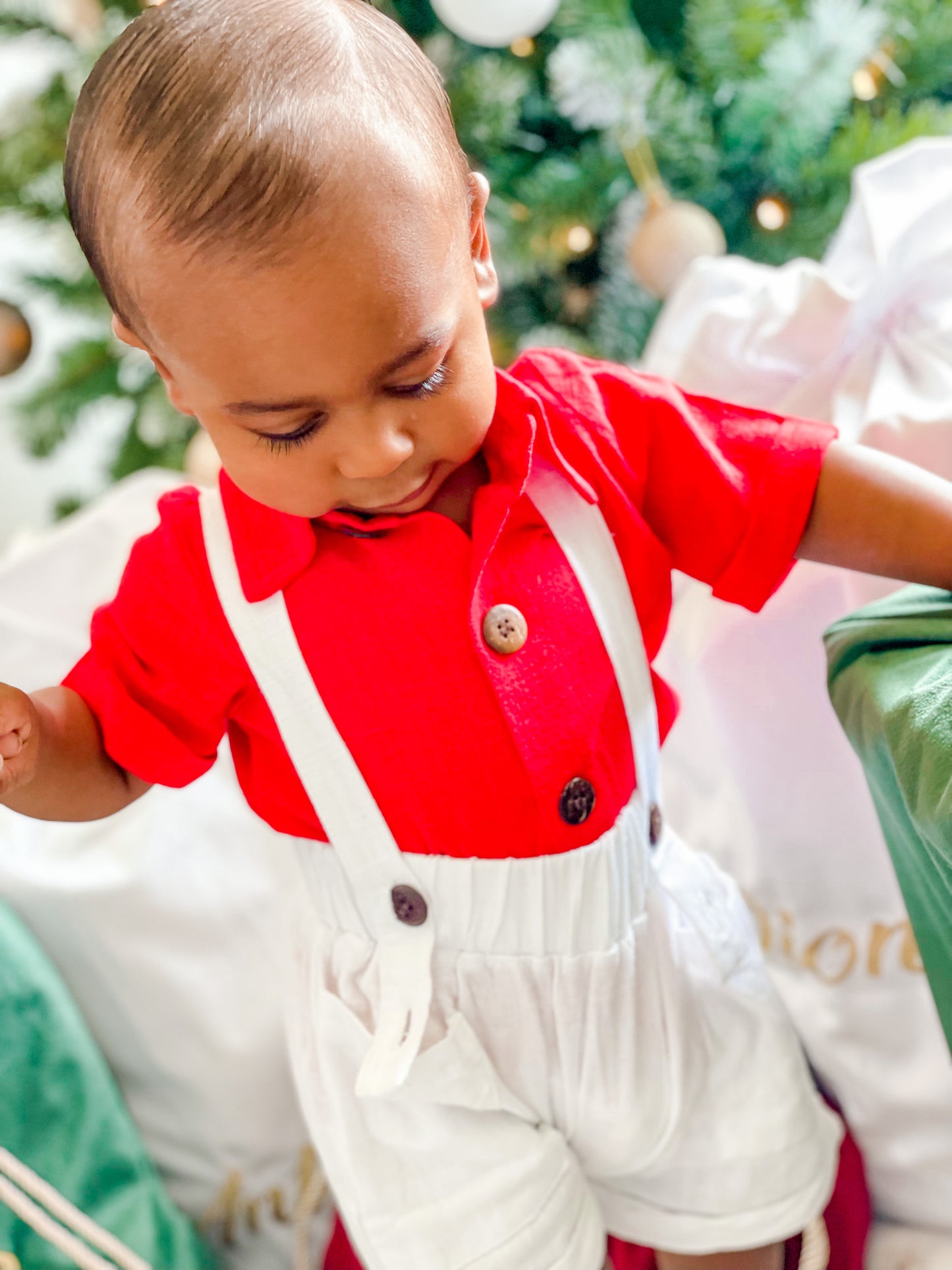 Boys Navidad Overalls