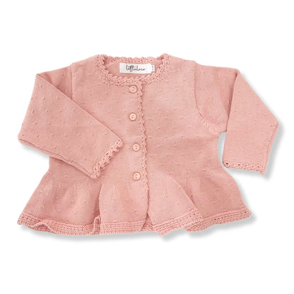 Dusty Rose Deluxe Peplum Cardigan