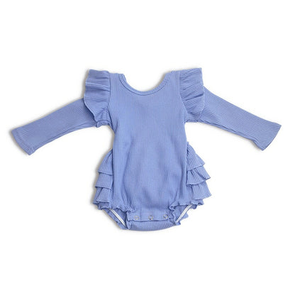 Aspen Ribbed Longsleeve Romper Blue