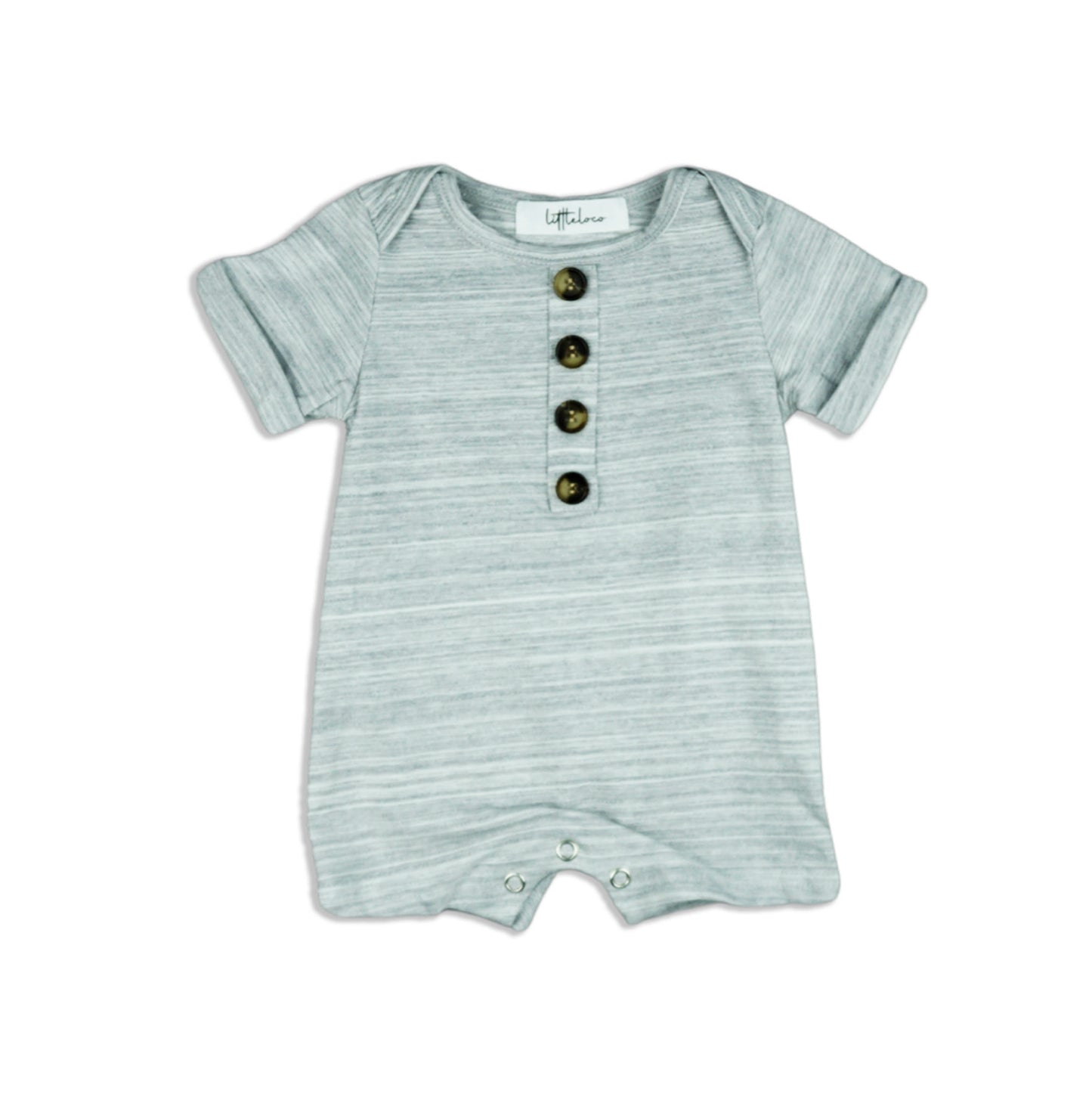 Dreamer Short Sleeve Romper - Gray Striped