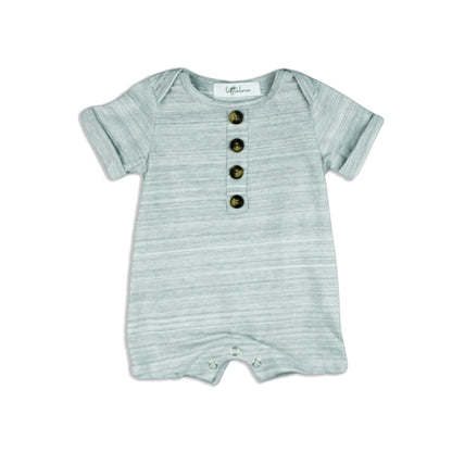 Dreamer Short Sleeve Romper - Gray Striped