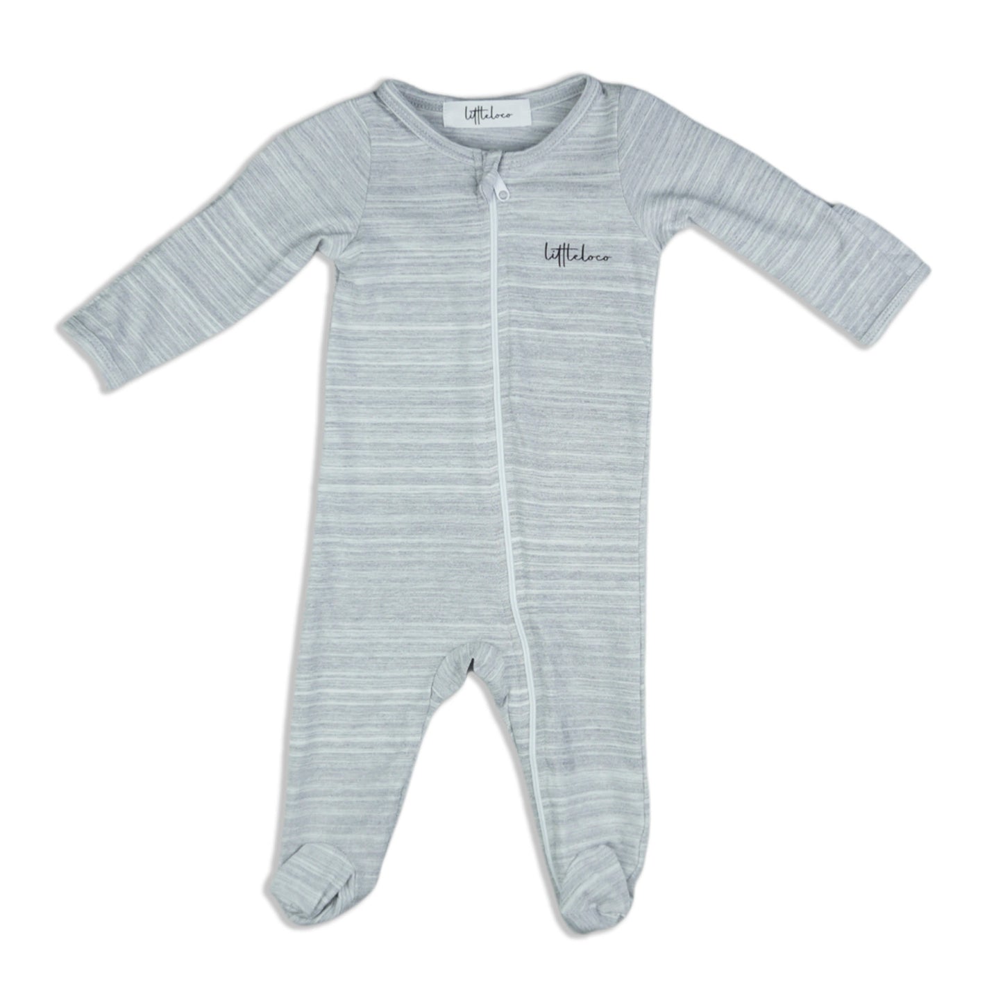 Dreamer Long Sleeve Romper - Gray Striped