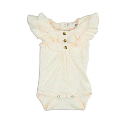 Dreamer Short Sleeve Romper - Peach Speckled