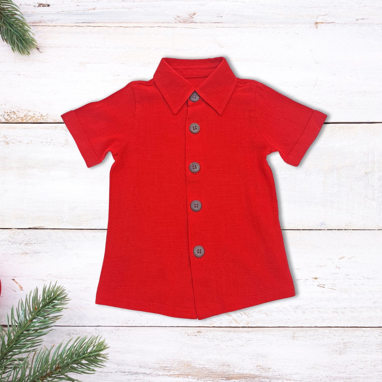 Boys Red Button Up Shirt