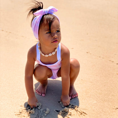 Pink Gingham Sleeveless One Piece Swimsuit