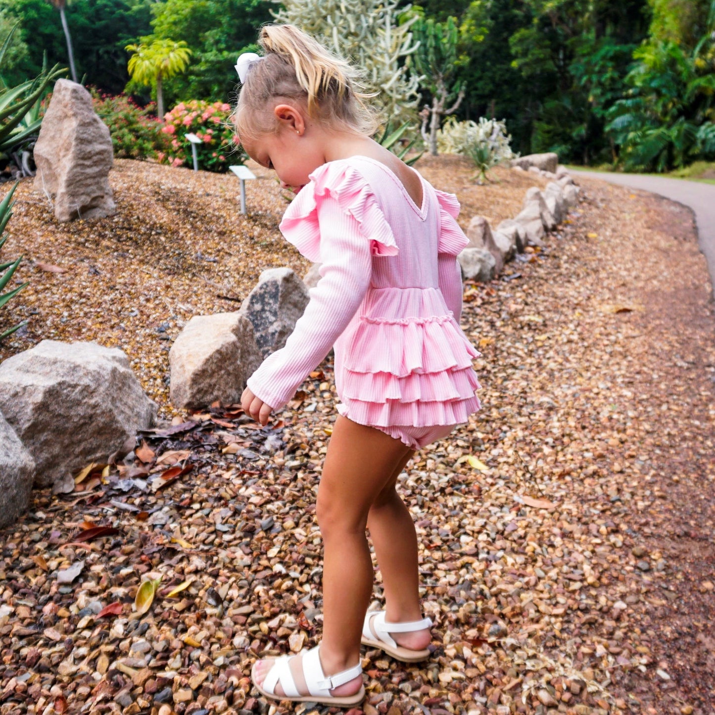 Aspen Ribbed Longsleeve Romper Pink