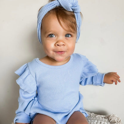 Aspen Ribbed Longsleeve Romper Blue